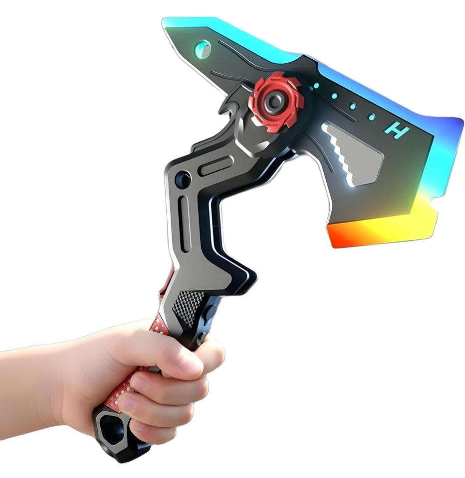 CyberMist™ RGB Rechargeable Mist Axe – LED Sound & Spray Battle Toy
