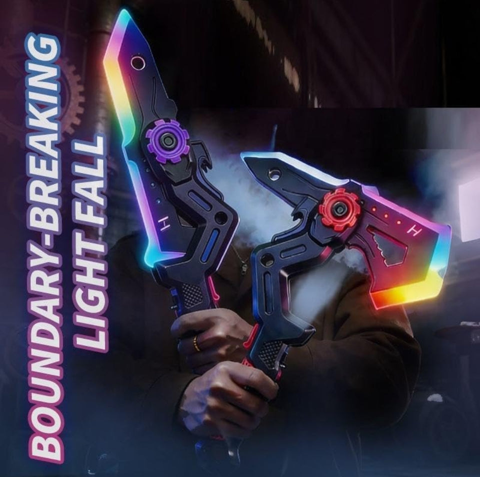 CyberMist™ RGB Rechargeable Mist Axe – LED Sound & Spray Battle Toy